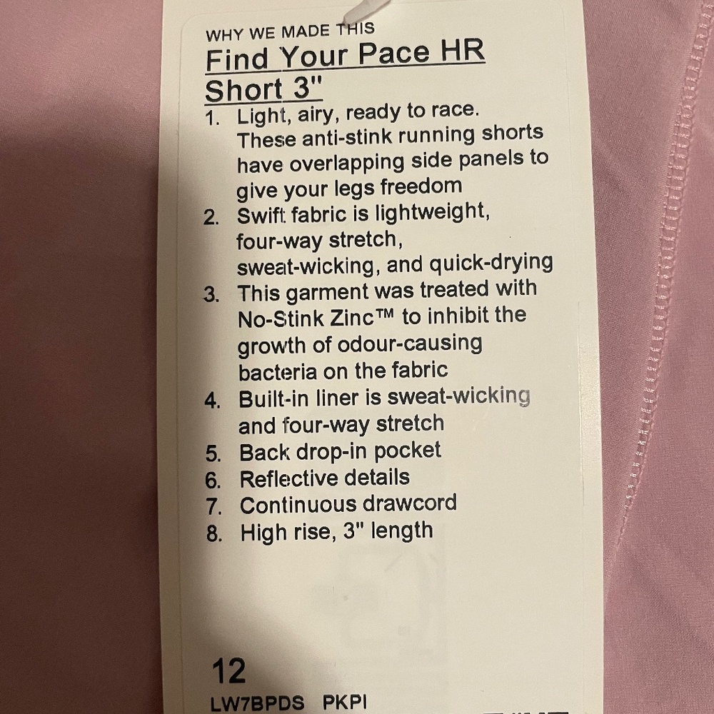 New Lululemon Find Your Pace HR Short 3" size 12